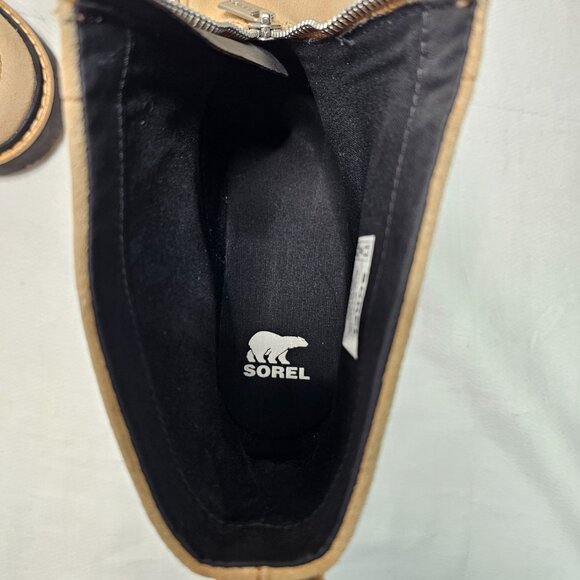 SOREL Joan Now Zip Front Leather Heel Boot Canoe- Black Women's Size 11 - Picture 7 of 12